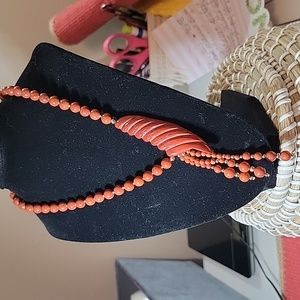 Vintage 1980 Red jasper designer statement necklace.